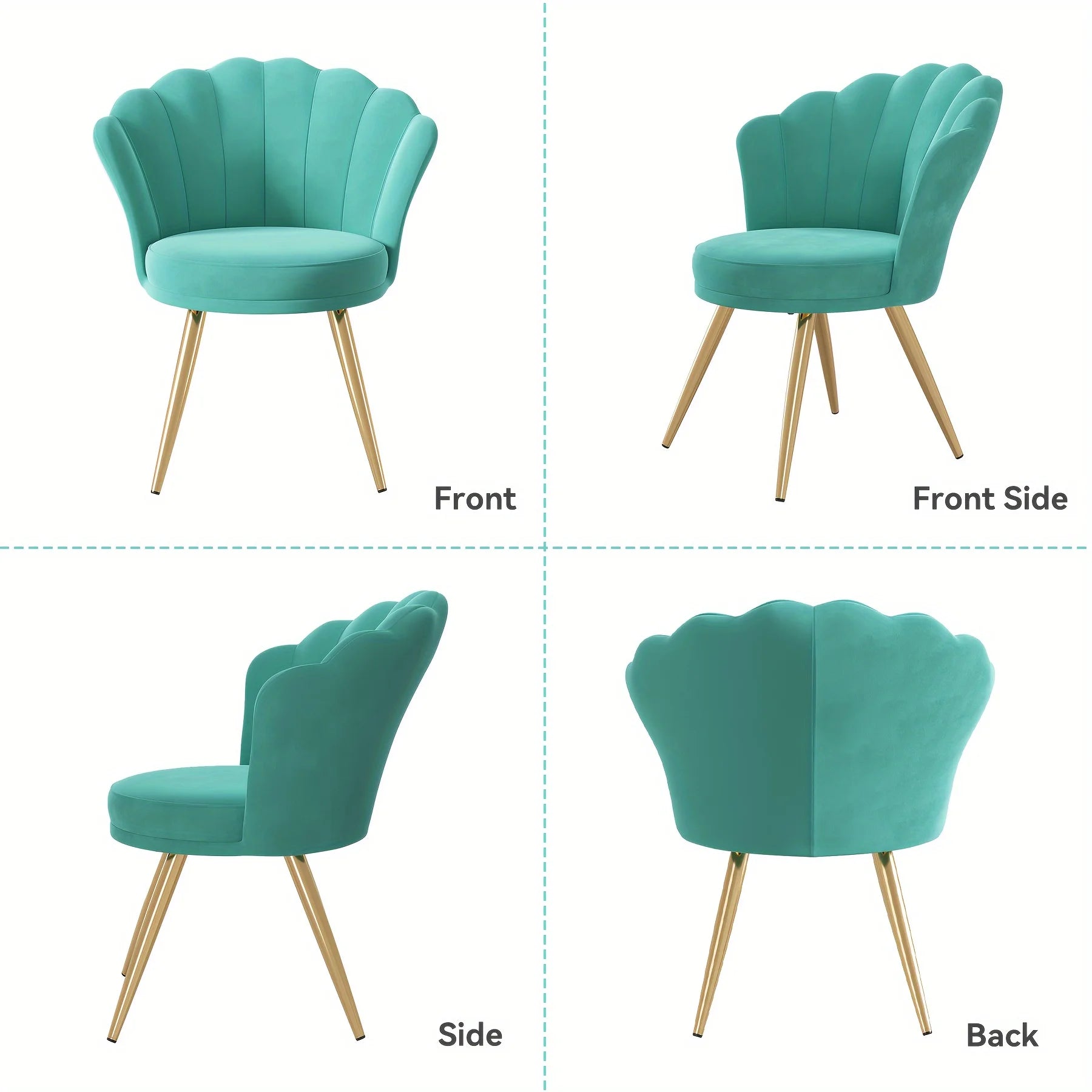 Modern Velvet Accent  Chair With Back, Upholstered Vanity For Makeup Room, Makeup Side  Desk  With Golden Me