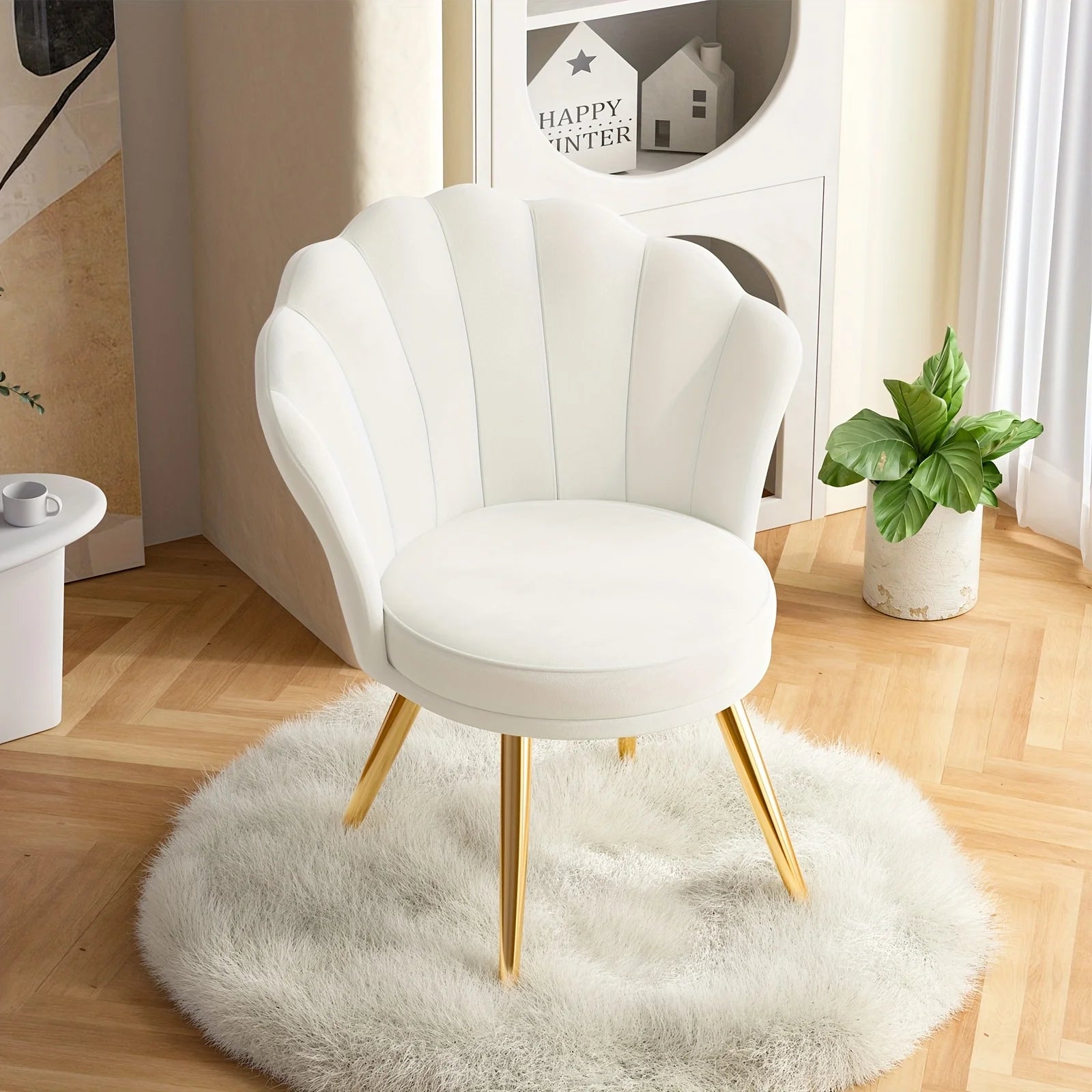 Modern Velvet Accent  Chair With Back, Upholstered Vanity For Makeup Room, Makeup Side  Desk  With Golden Me